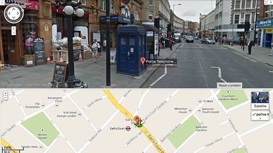 What is the Doctor Who Tardis, is it on Google Maps, what is it like inside  and what does TARDIS stand for?