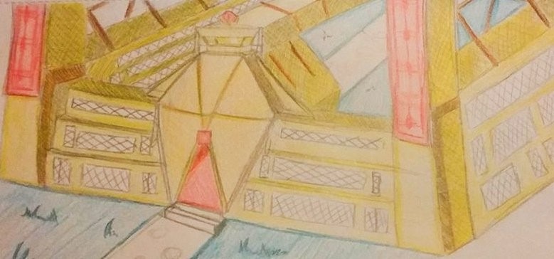 Image of a drawing of a yellow fortress