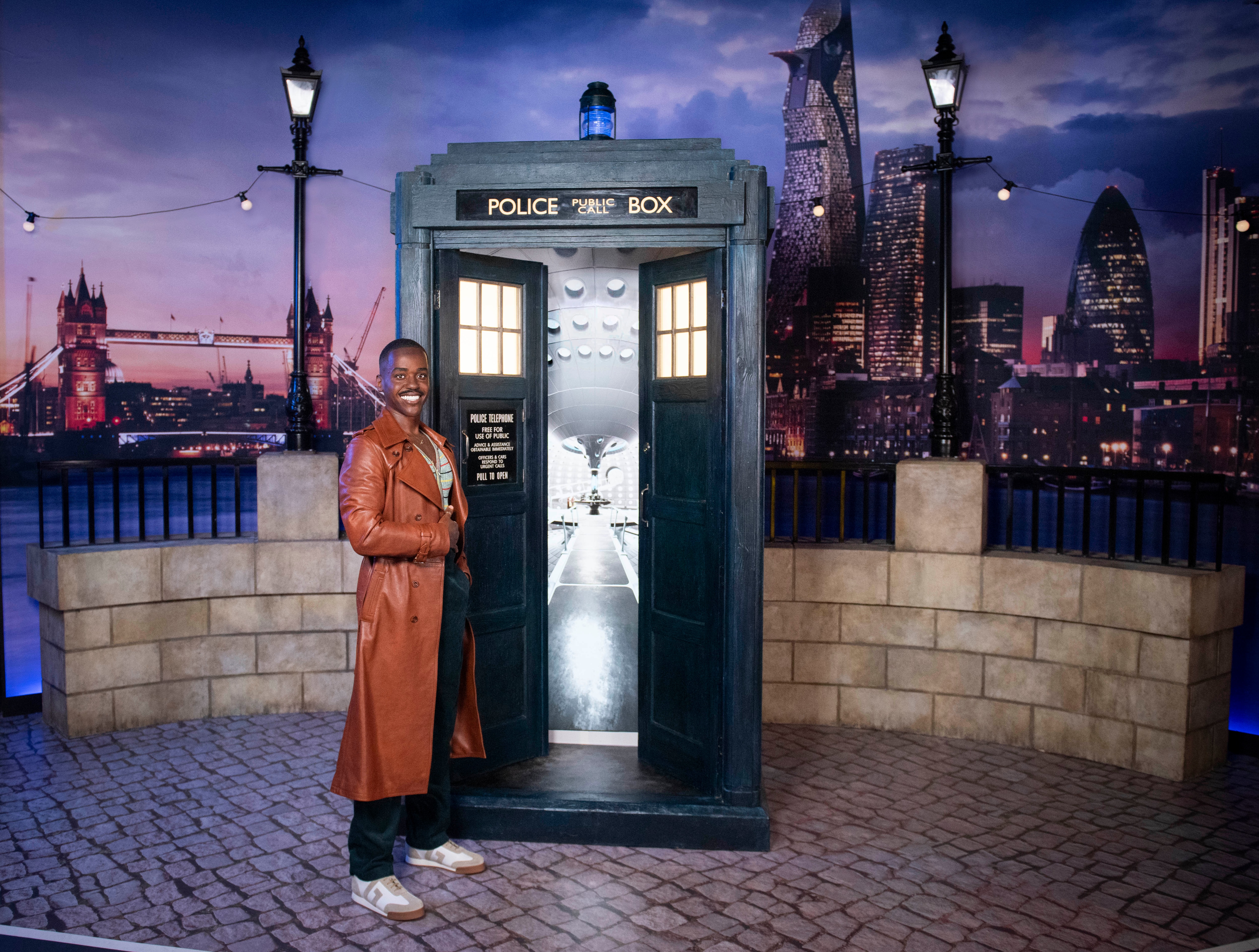 The Doctor wax figurine and the display at Madame Tussauds London