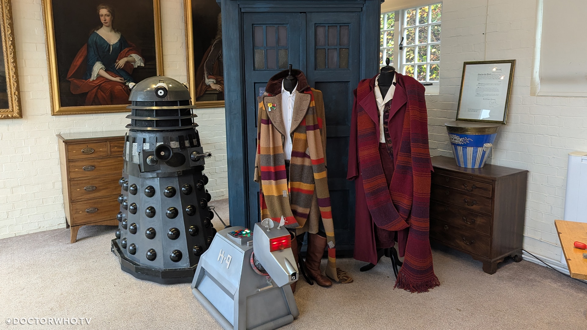 Props and costumes from the Fourth Doctor's era were on display at Tom Baker's investiture.
