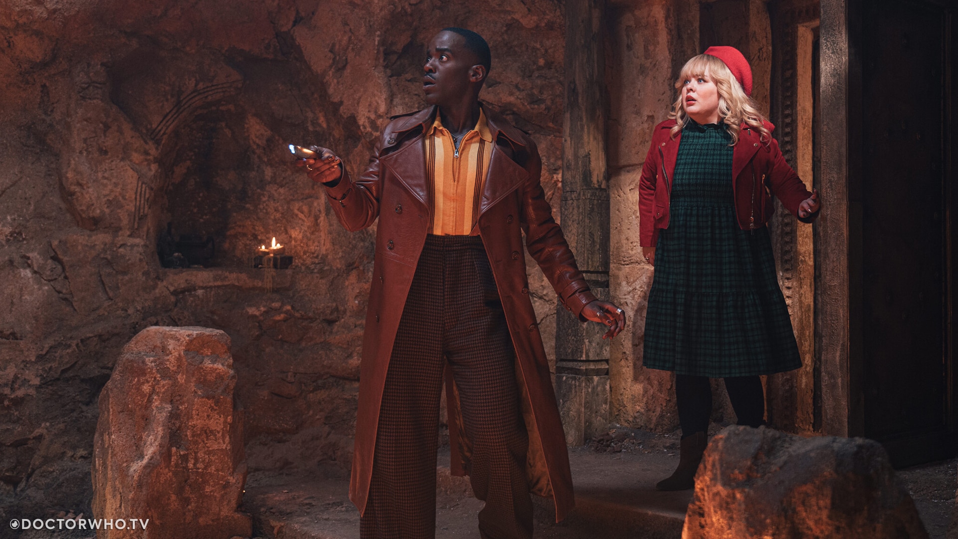 Ncuti Gatwa as the Doctor with his sonic screwdriver in 'Joy to the World'