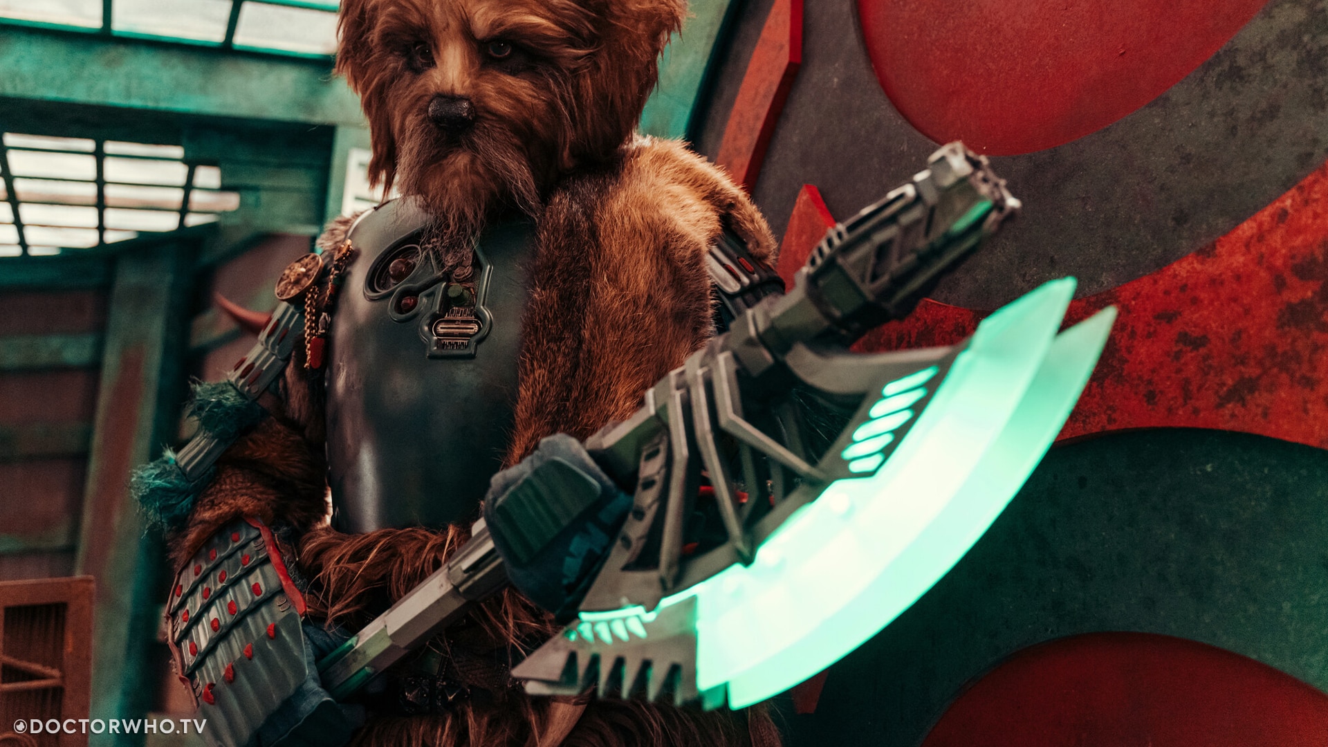 Karvanista (Craige Els) with his signature Lupari axe (in folded mode) in 'The Halloween Apocalypse'