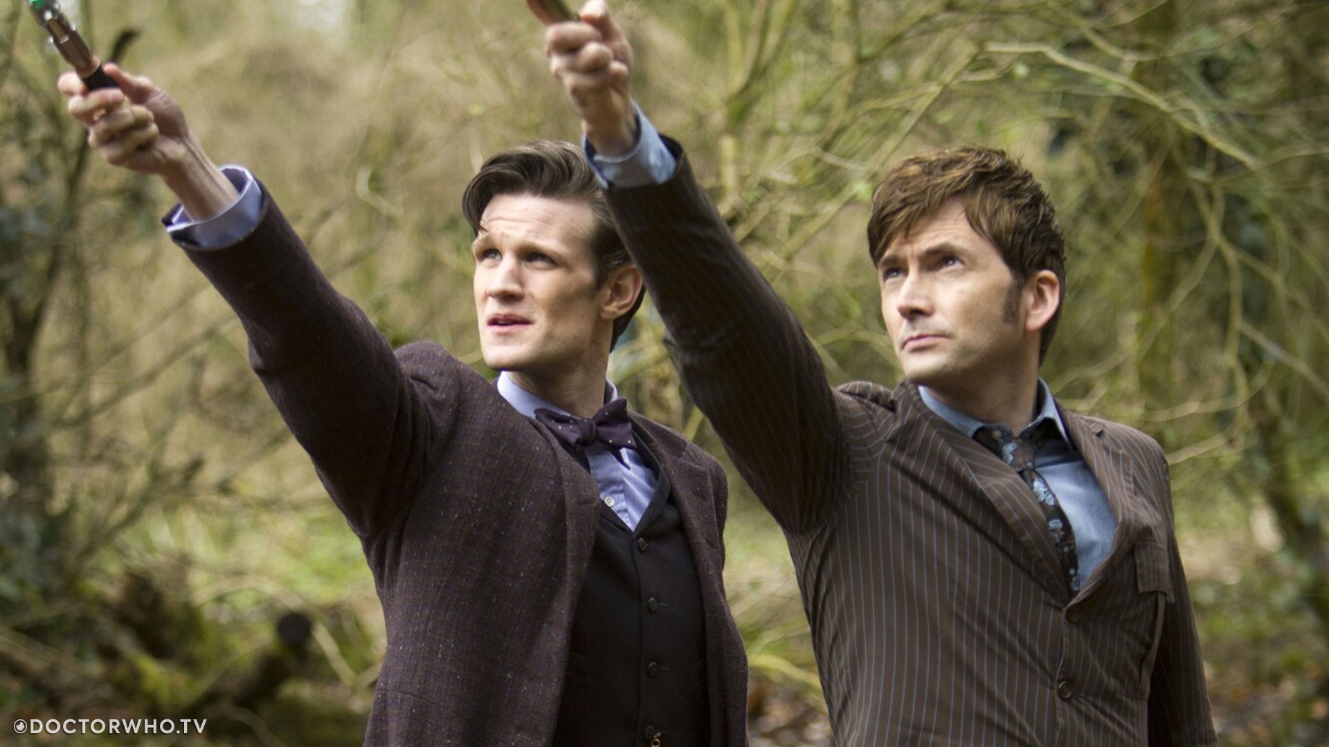 Matt Smith as the Eleventh Doctor with bow tie (and David Tennant as the Tenth Doctor) in 'The Day of the Doctor'