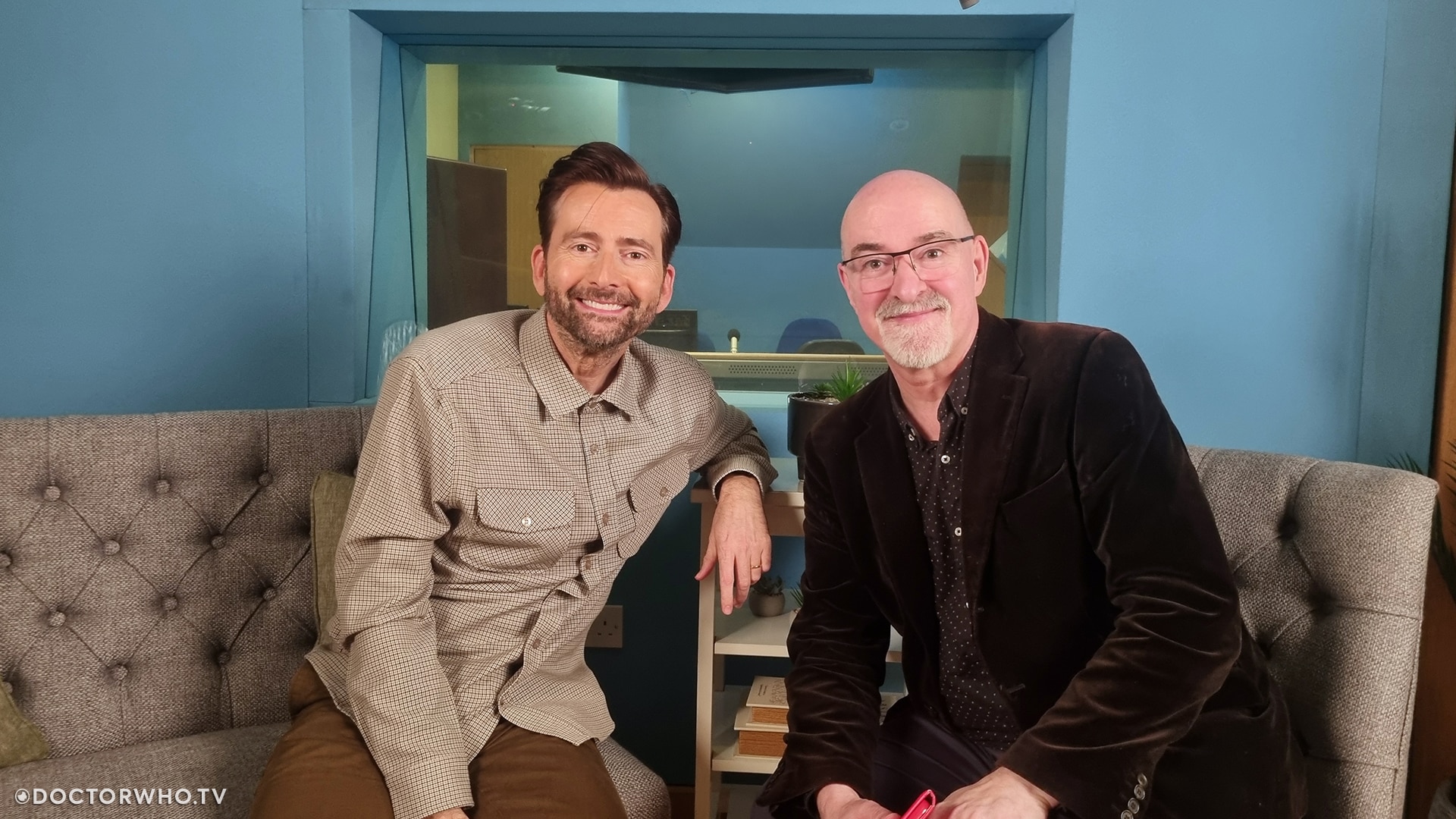 David Tennant and Nicholas Briggs at the Soundhouse recording studios, London