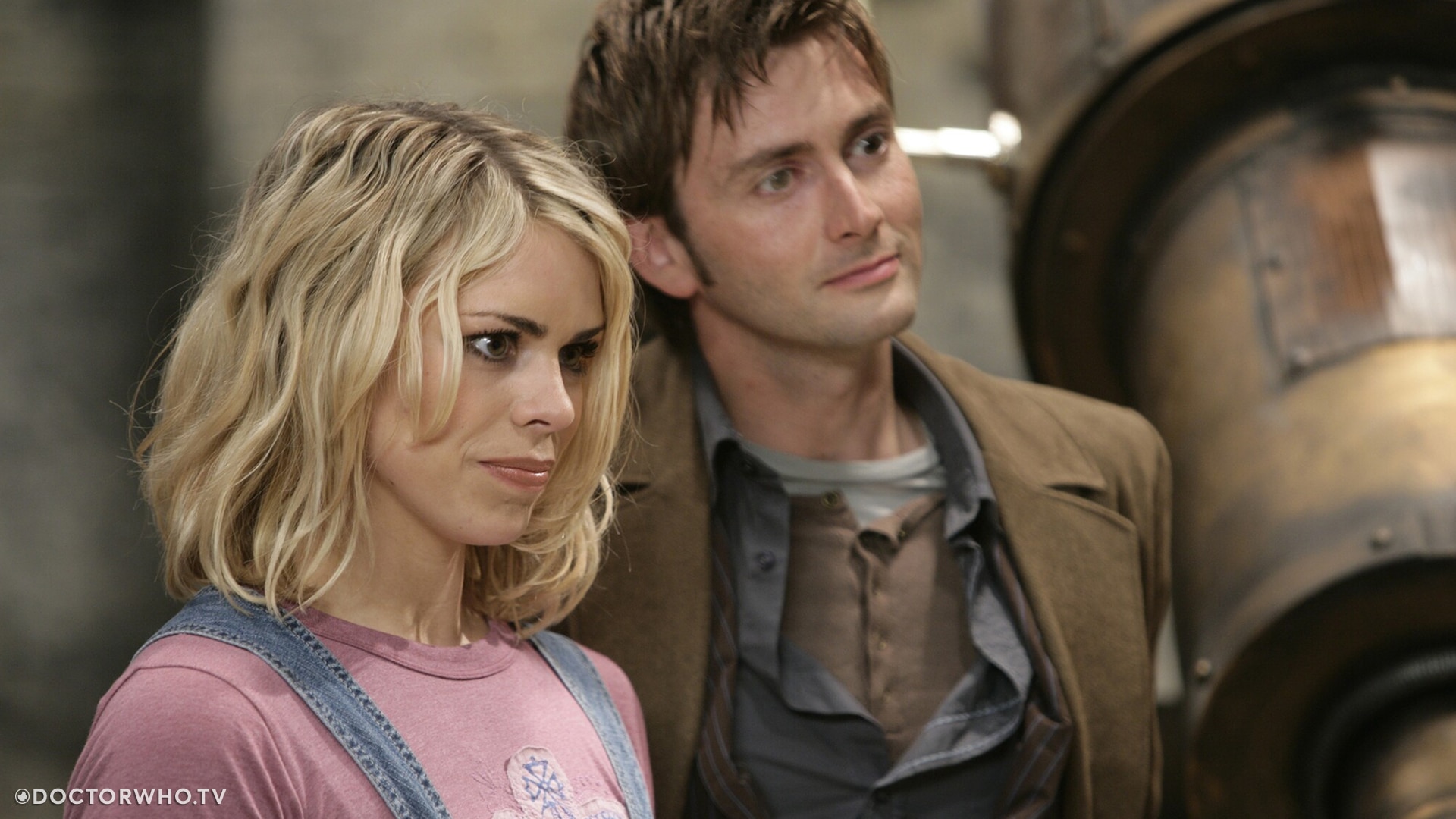 David Tennant as the Doctor and Billie Piper as Rose in 'Tooth and Claw'.