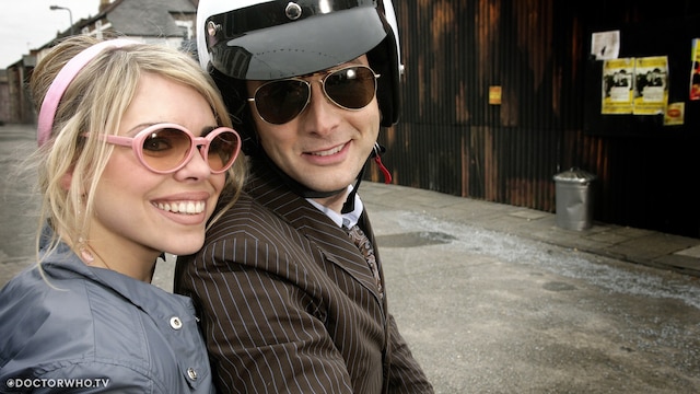 David Tennant as the Doctor and Billie Piper as Rose in 'The Idiot's Lantern'.