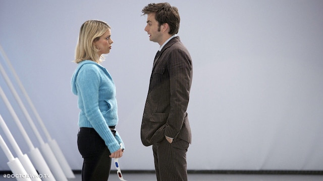 David Tennant as the Doctor and Billie Piper as Rose in 'Doomsday'.