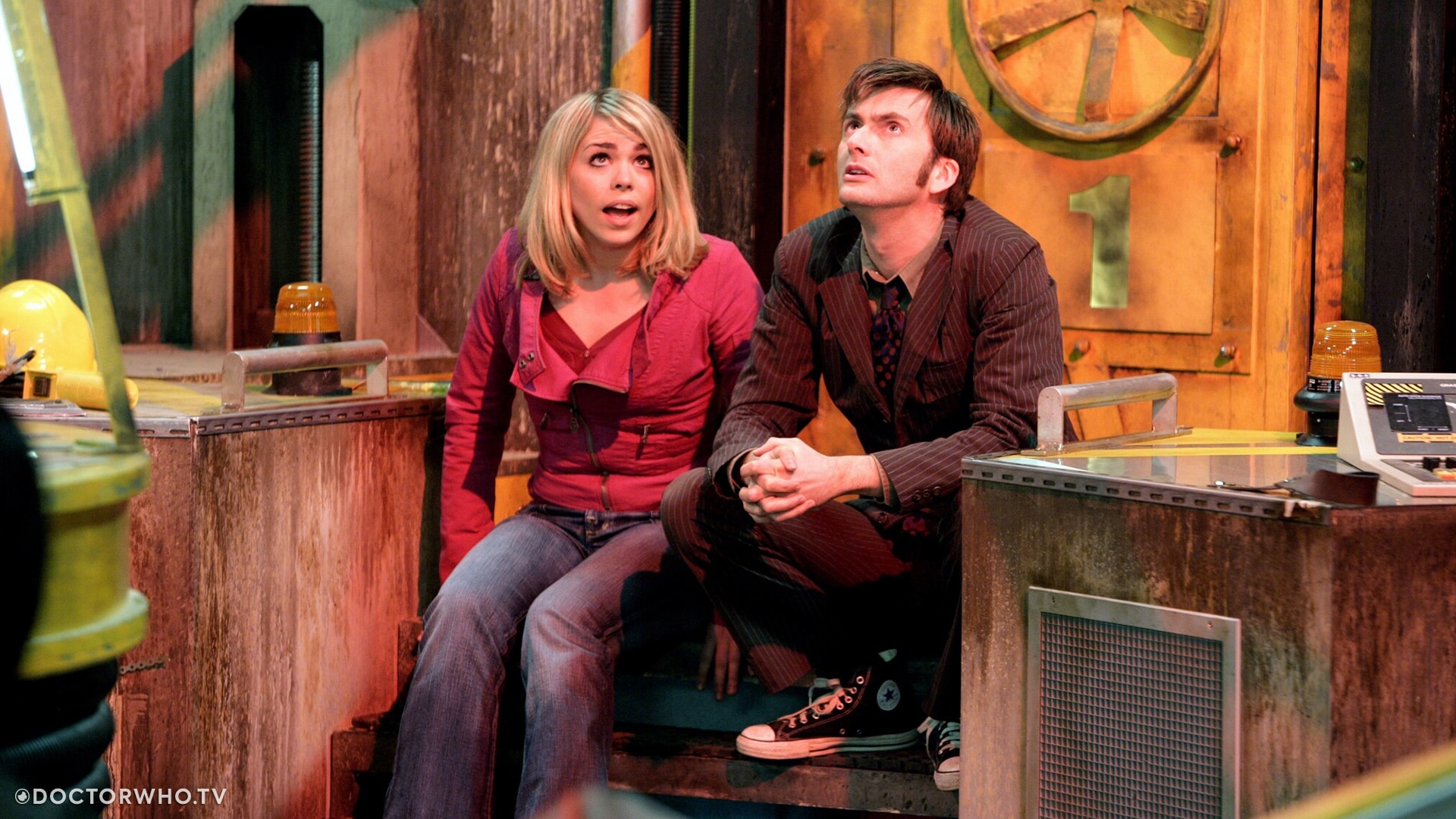 David Tennant as the Doctor and Billie Piper as Rose in 'The Impossible Planet'.