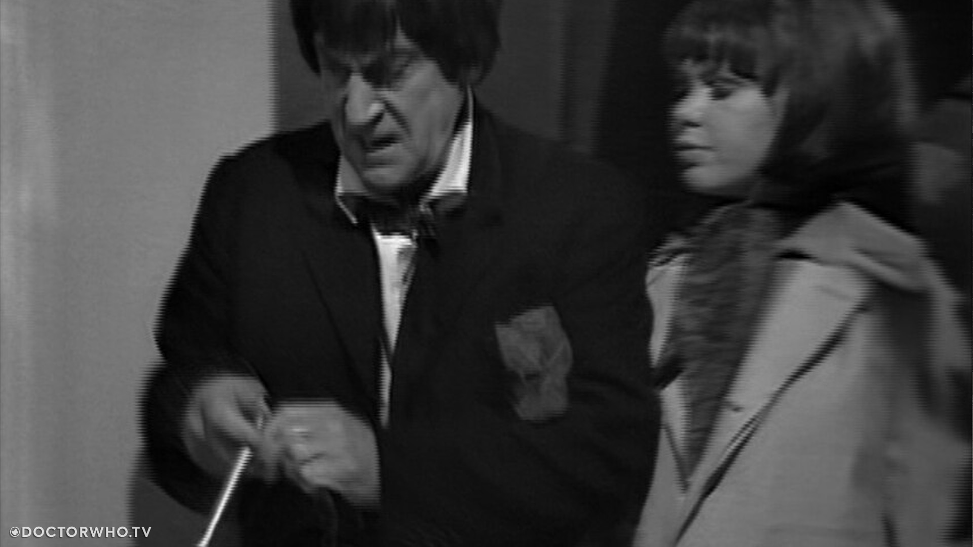 The Second Doctor with his screwdriver.