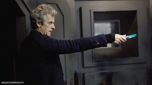 The Twelfth Doctor wielding his own sonic screwdriver.