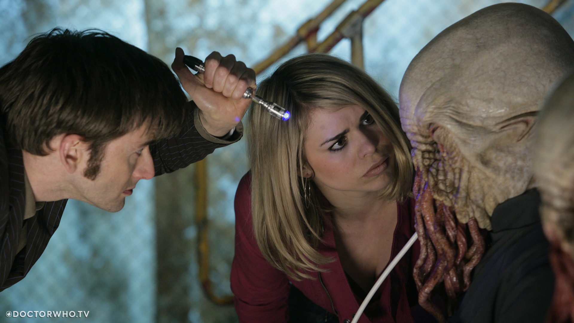 The Doctor inspects an Ood in 'The Impossible Planet'.