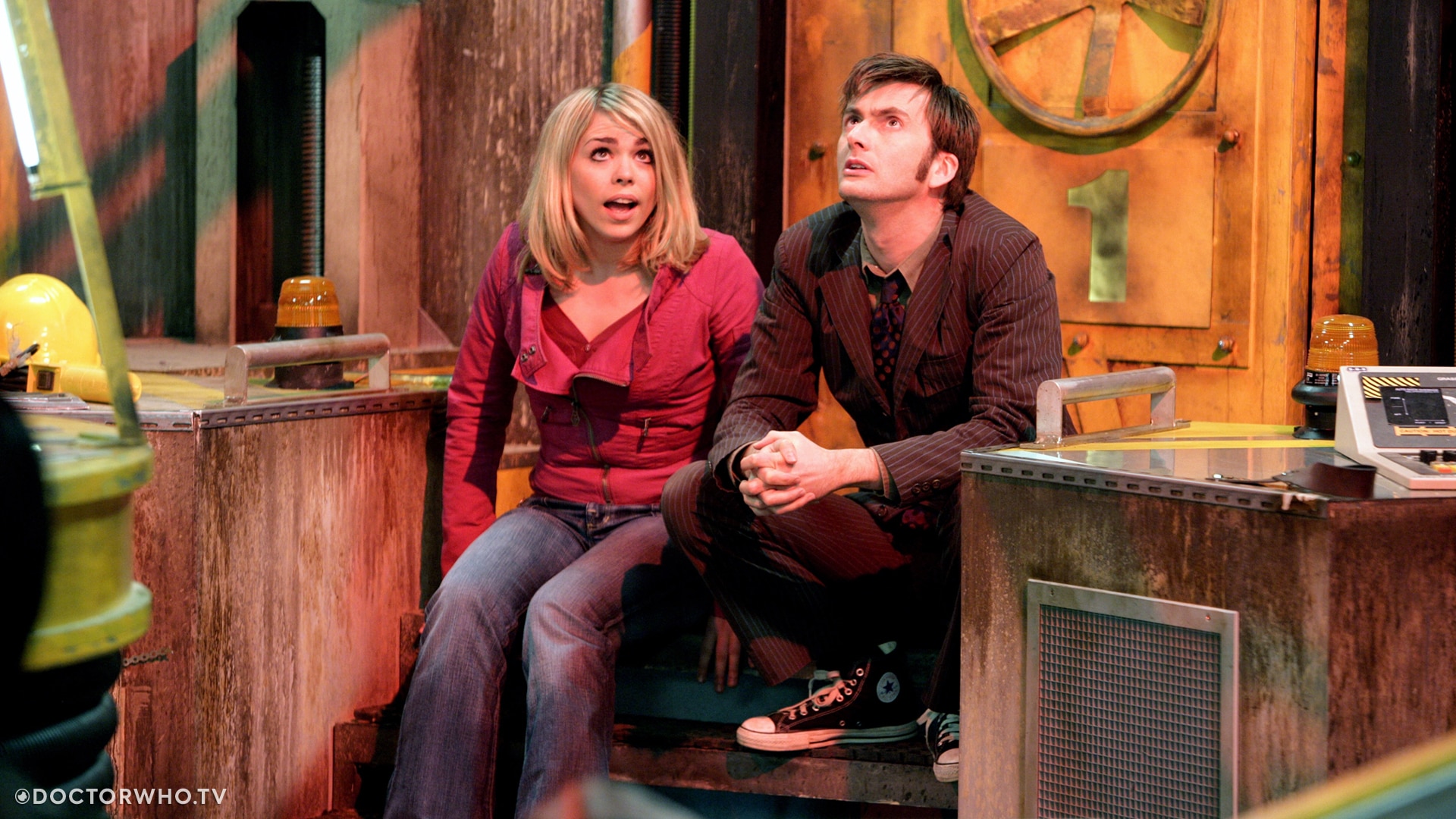 The Doctor and Rose contemplate life stuck on Sanctuary Base 6 in 'The Impossible Planet'.