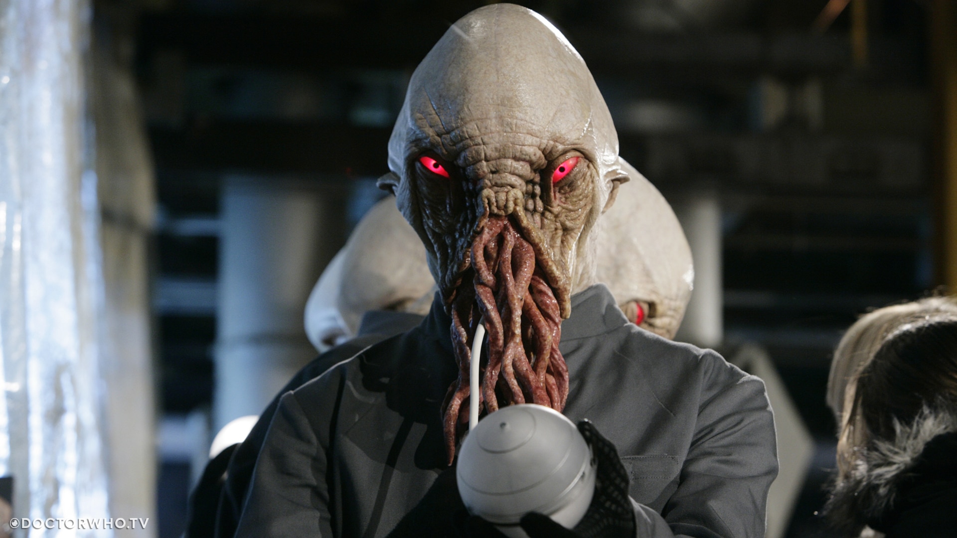 The Ood's eyes begin to glow red under the Beast's influence in 'The Impossible Planet'.