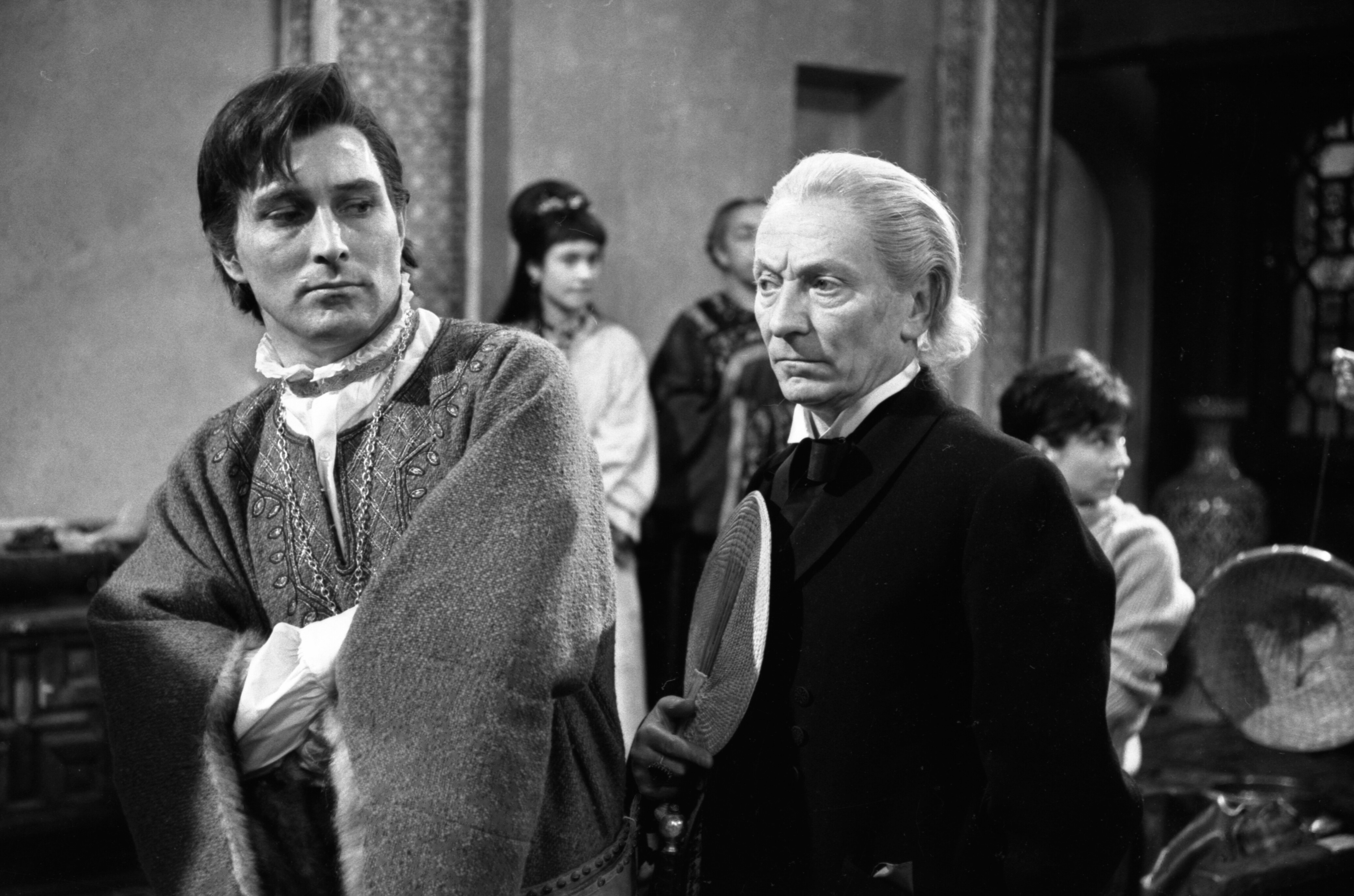 marco polo (mark eden) and the first doctor (william hartnell) in the missing doctor who story, marco polo (1964).