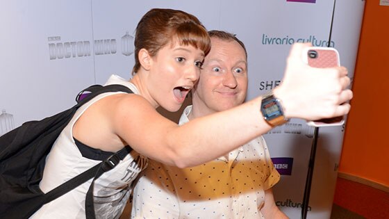 Mark Gatiss poses for a selfie in Brazil