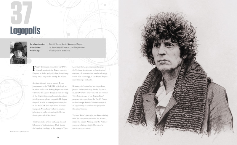 Image of pages from book with text and an image of The Fourth Doctor