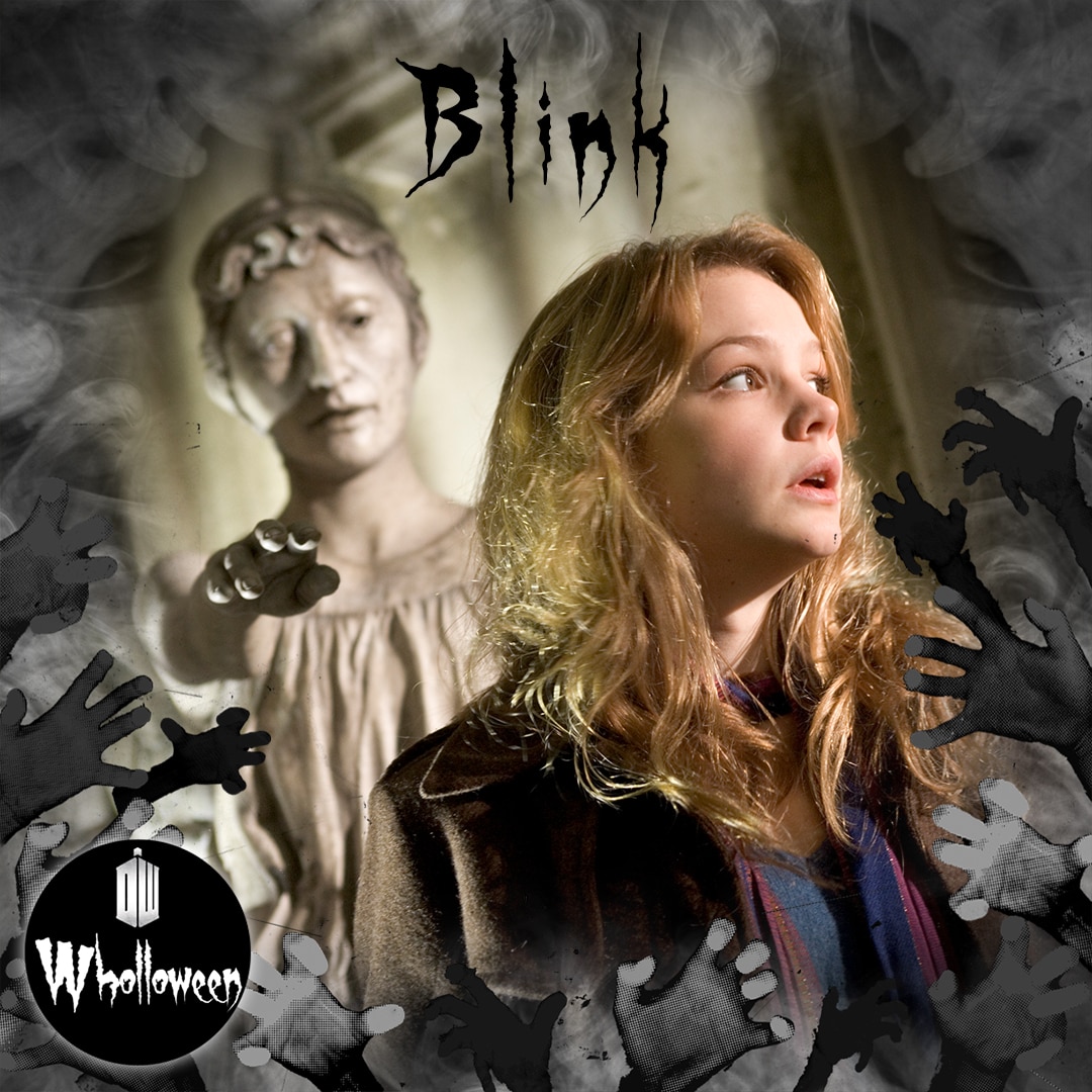 Image of a woman with a weeping angel behind her