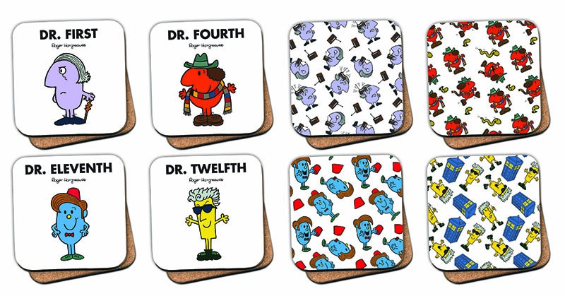 Coasters with Doctor Who characters as Mr Men