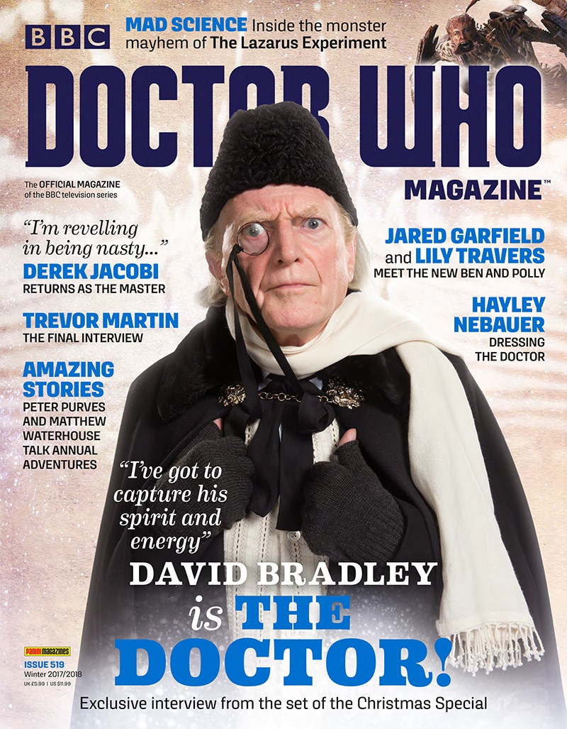 Image of David Bradley as the First Doctor on the cover of a magazine