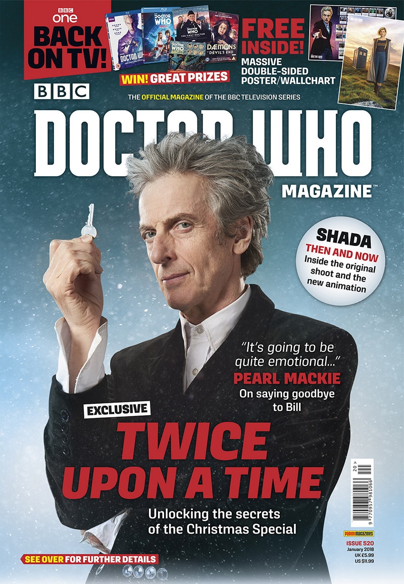 Image of Peter Capaldi as The Twelfth Doctor holding a key on magazine cover