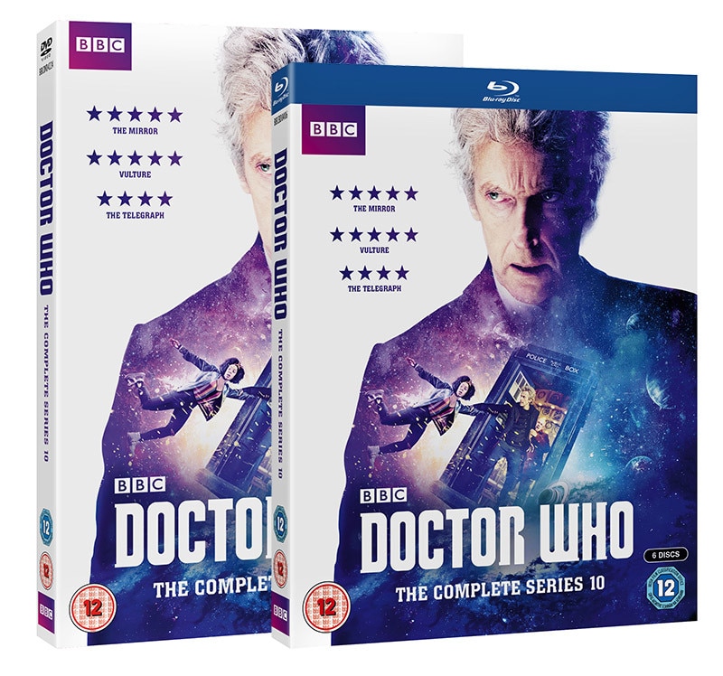 Image of Series 10 DVDs with Peter Capaldi on the front cover