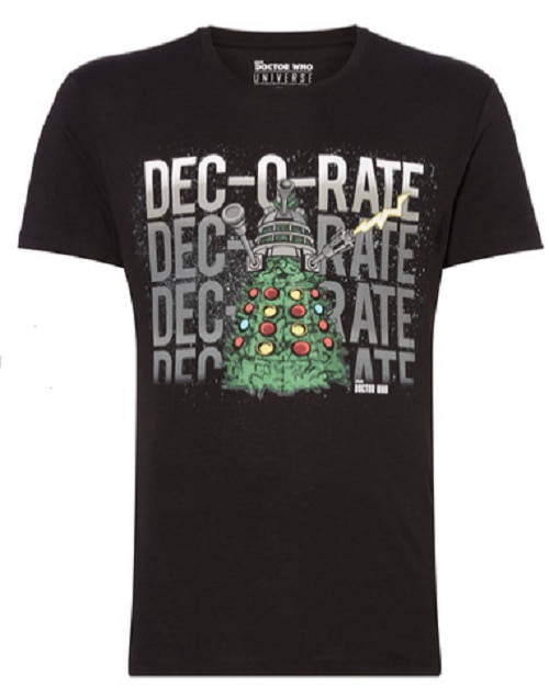 Image of T-Shirt with Dalek in the shape of a Christmas tree on it