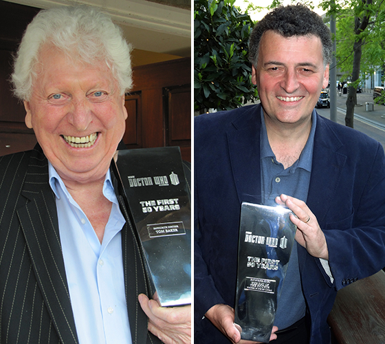 Tom Baker and Steven Moffat with their DWM awards