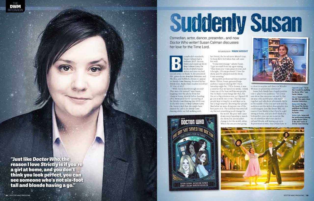 Screenshot of Doctor Who Magazine with image of Susan Calman