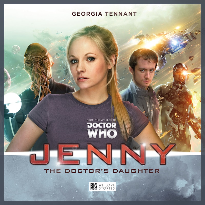 Image of Georgia Tennant next to an ood with a spaceship in the background