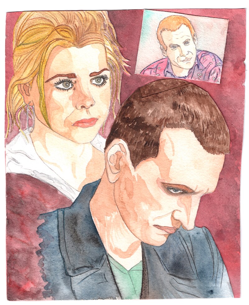 Hand drawn image of The Ninth Doctor and Rose