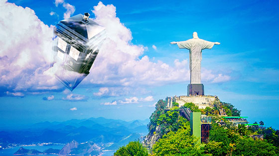 TARDIS flying over Rio de Janeiro