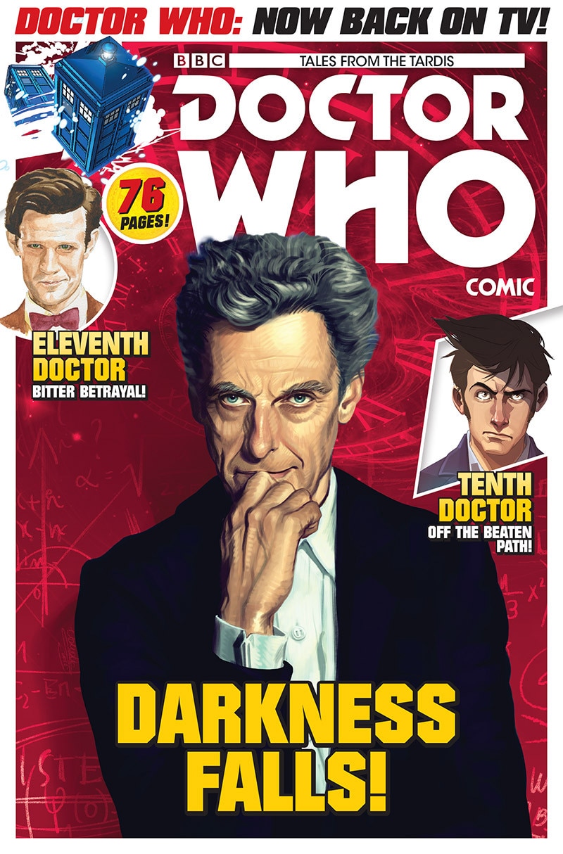Doctor Who comic cover featuring Peter Capaldi as the main image
