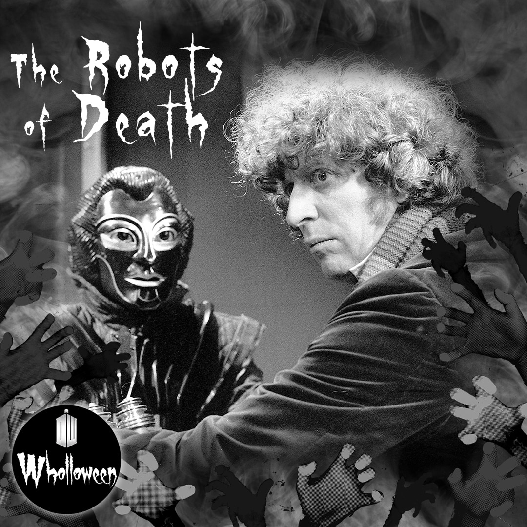 Image of The Fourth Doctor and a robot