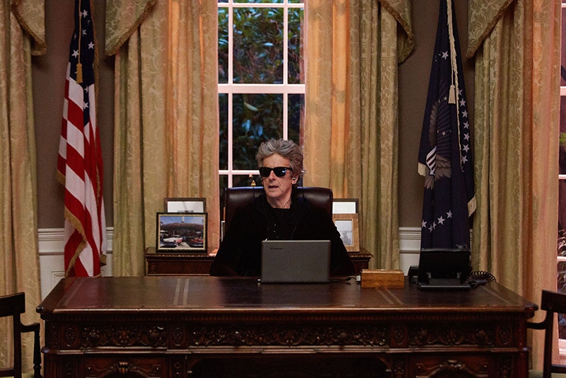 The twelfth doctor sits in the oval office 